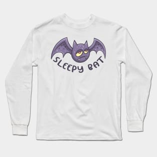 Sleepy Bat Monster text Long Sleeve T-Shirt